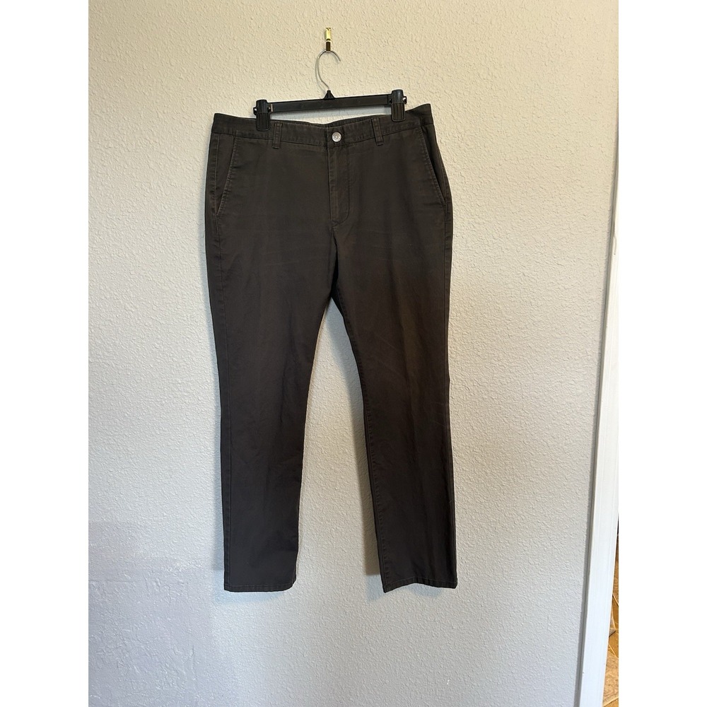 Bonobos Mens Tailored Fit Flat Front Chino Pants Grey Cotton Stretch 35x32